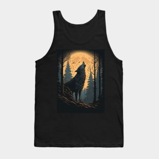 Werewolf Howling in front of the moon Tank Top